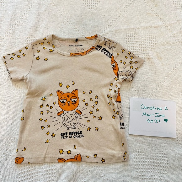 Mini Rodini | size 3-5 years (104-110) EUC soft cat 🐱 print t-shirt. - Picture 2 of 3